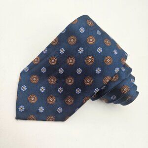 Robert Talbott Best of Class Blue Brown Flower Medallion 60" Silk Tie